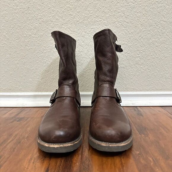 FRYE Veronica Short Boots Dark Brown Leather Motorcycle Rider - Picture 3 of 12